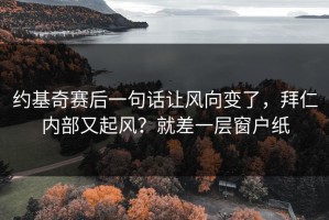 约基奇赛后一句话让风向变了，拜仁内部又起风？就差一层窗户纸